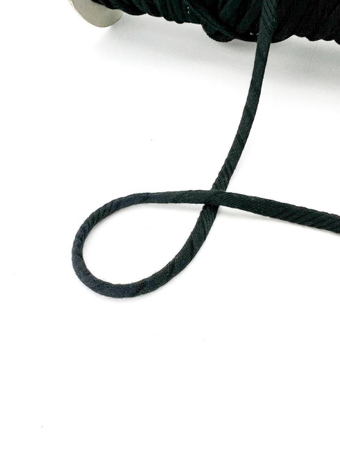 Black Sweater Rib Knit Jersey Trim Spaghetti Straps Hollow Tube Tubular Trim 10 yards